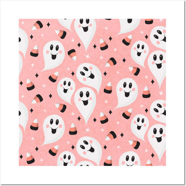 Halloween Ghosts And Candy Corn Wall Art by teevisionshop